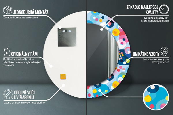 Rund spegel med tryck Färgglada taggar