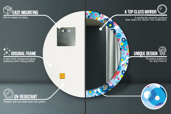 Rund spegel med tryck Färgglada taggar