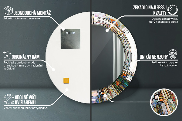Rund spegel med tryck Abstrakt målat glas