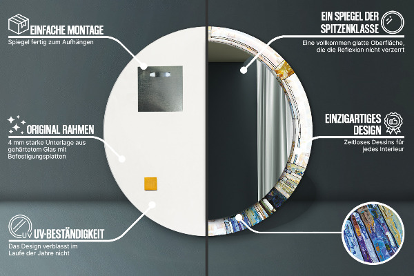 Rund spegel med tryck Abstrakt målat glas