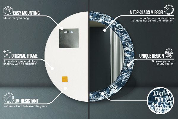 Rund spegel med tryck Collage