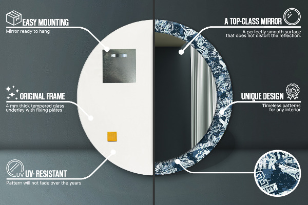 Rund spegel med tryck Collage