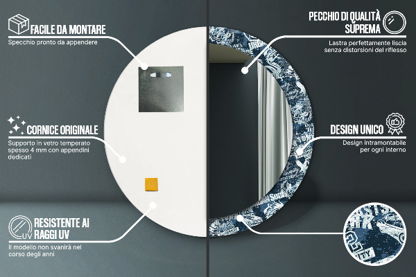 Rund spegel med tryck Collage