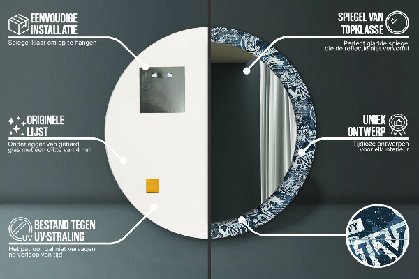 Rund spegel med tryck Collage