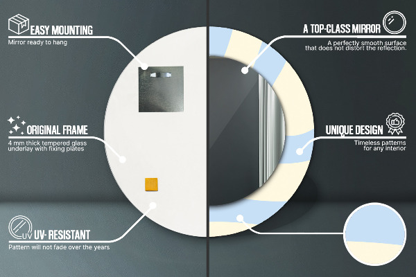 Rund spegel med tryck Abstrakt form