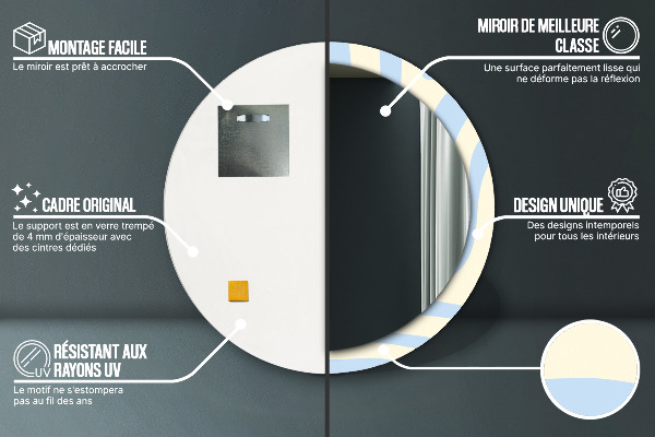 Rund spegel med tryck Abstrakt form