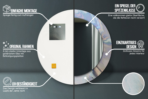 Rund spegel med tryck Holografisk textur