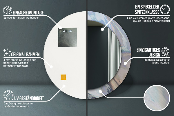 Rund spegel med tryck Holografisk textur