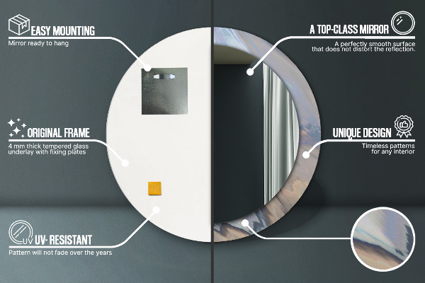 Rund spegel med tryck Holografisk textur