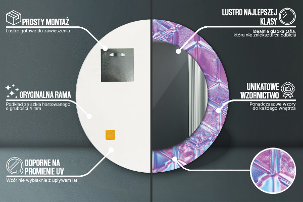 Rund spegel med tryck Abstrakt surrealistiskt