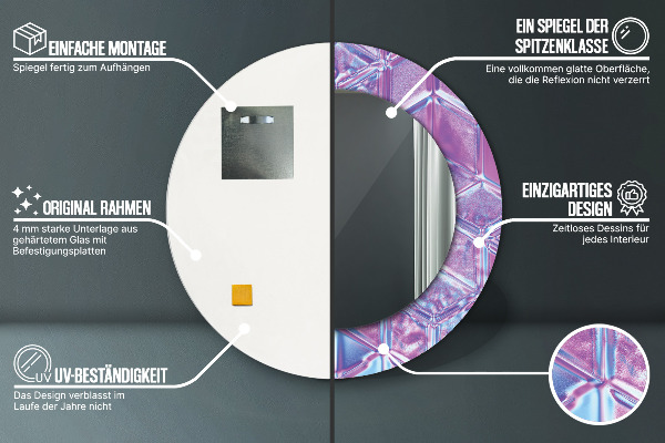 Rund spegel med tryck Abstrakt surrealistiskt