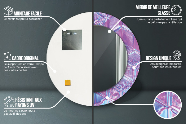 Rund spegel med tryck Abstrakt surrealistiskt