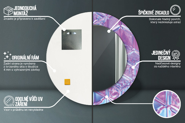 Rund spegel med tryck Abstrakt surrealistiskt