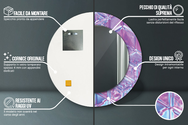 Rund spegel med tryck Abstrakt surrealistiskt