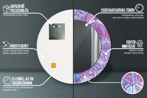 Rund spegel med tryck Abstrakt surrealistiskt