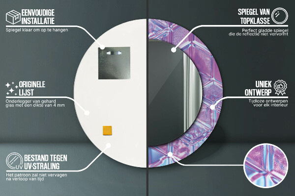 Rund spegel med tryck Abstrakt surrealistiskt