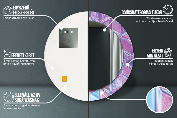 Rund spegel med tryck Abstrakt surrealistiskt