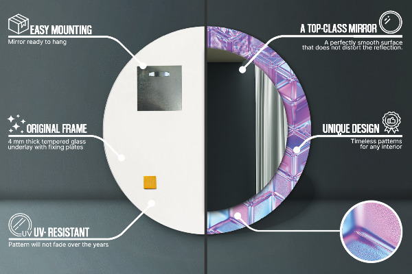 Rund spegel med tryck Abstrakt surrealistiskt