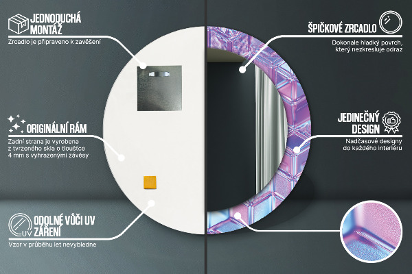 Rund spegel med tryck Abstrakt surrealistiskt