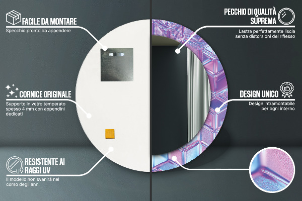 Rund spegel med tryck Abstrakt surrealistiskt