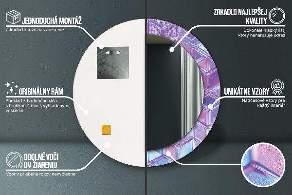 Rund spegel med tryck Abstrakt surrealistiskt