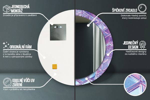 Rund spegel med tryck Abstrakt surrealistiskt