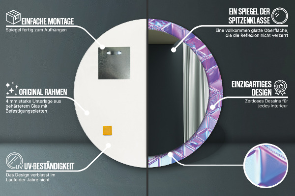 Rund spegel med tryck Abstrakt surrealistiskt