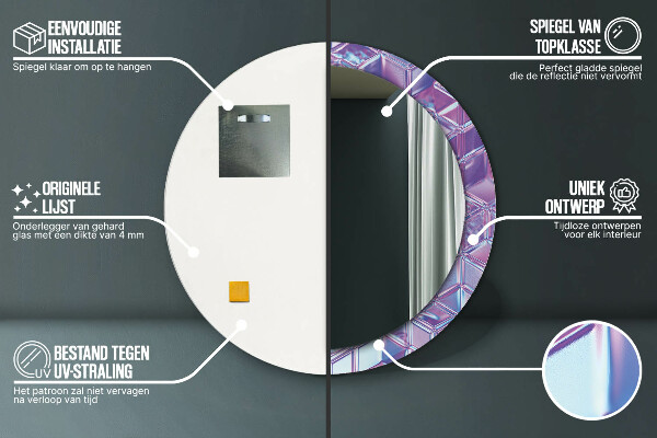 Rund spegel med tryck Abstrakt surrealistiskt