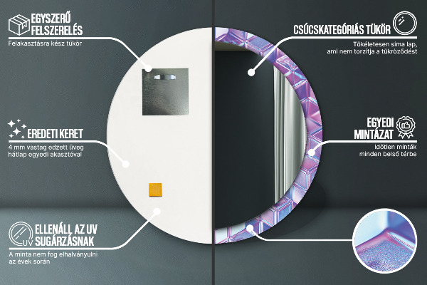 Rund spegel med tryck Abstrakt surrealistiskt