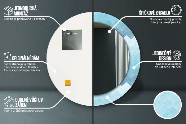 Rund spegel med tryck Chevron mönster