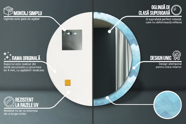 Rund spegel med tryck Chevron mönster