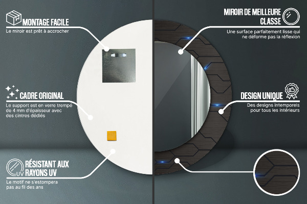 Rund spegel med tryck Futuristisk abstrakt