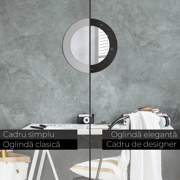 Rund spegel med tryck Futuristisk abstrakt