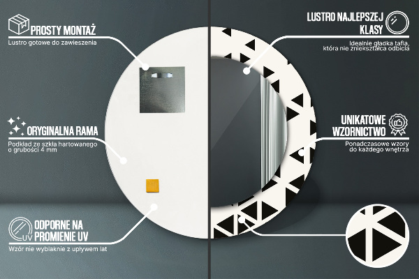 Rund spegel med tryck Abstrakt geometrisk
