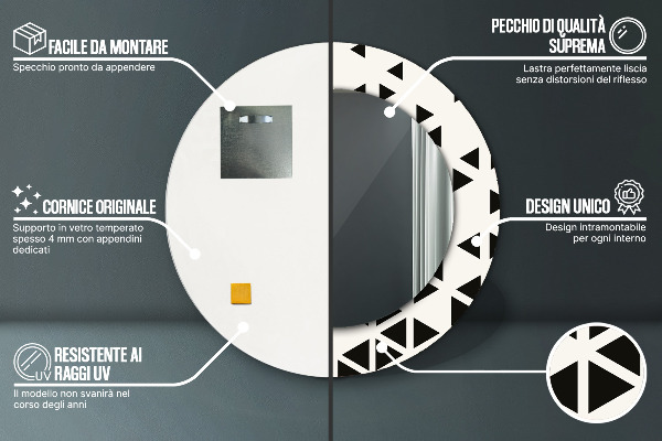 Rund spegel med tryck Abstrakt geometrisk
