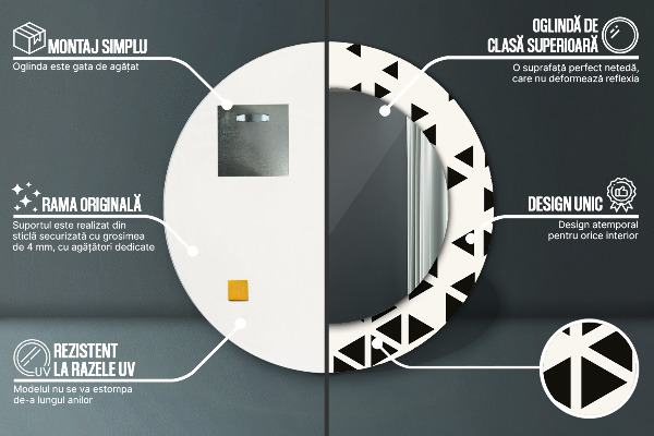 Rund spegel med tryck Abstrakt geometrisk