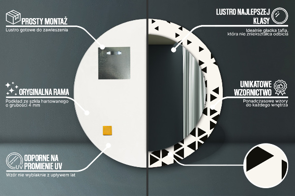 Rund spegel med tryck Abstrakt geometrisk