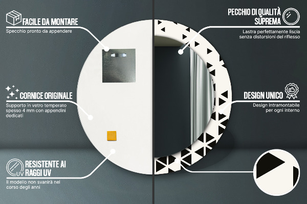 Rund spegel med tryck Abstrakt geometrisk