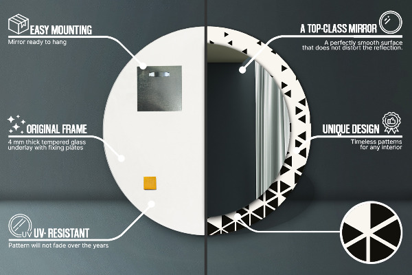 Rund spegel med tryck Abstrakt geometrisk