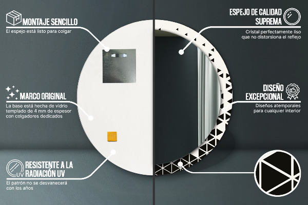 Rund spegel med tryck Abstrakt geometrisk