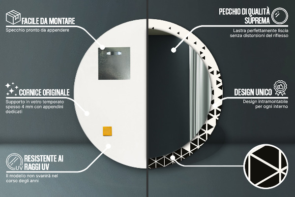 Rund spegel med tryck Abstrakt geometrisk