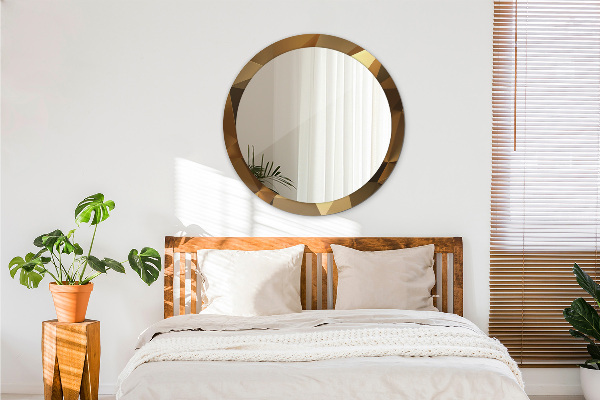 Rund spegel med tryck Guld abstraktion