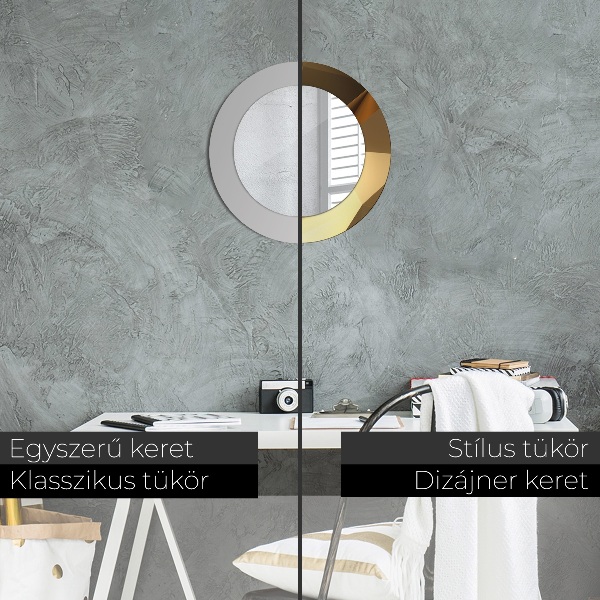 Rund spegel med tryck Guld abstraktion