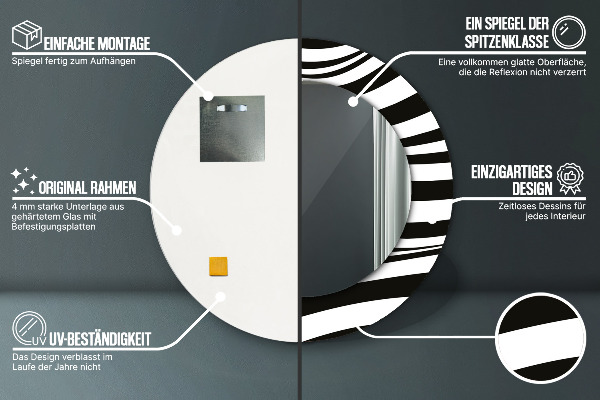 Rund spegel med tryck Abstrakt våg