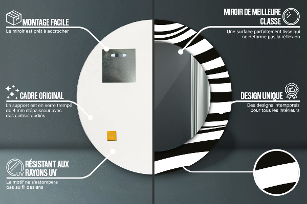 Rund spegel med tryck Abstrakt våg