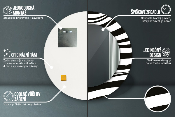 Rund spegel med tryck Abstrakt våg