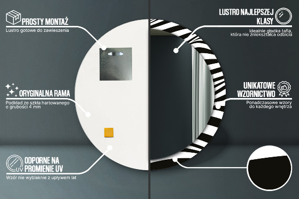 Rund spegel med tryck Abstrakt våg