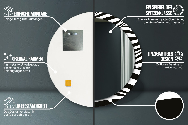 Rund spegel med tryck Abstrakt våg
