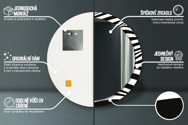 Rund spegel med tryck Abstrakt våg