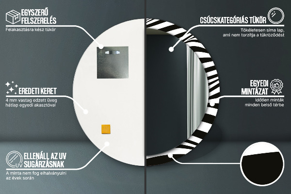 Rund spegel med tryck Abstrakt våg